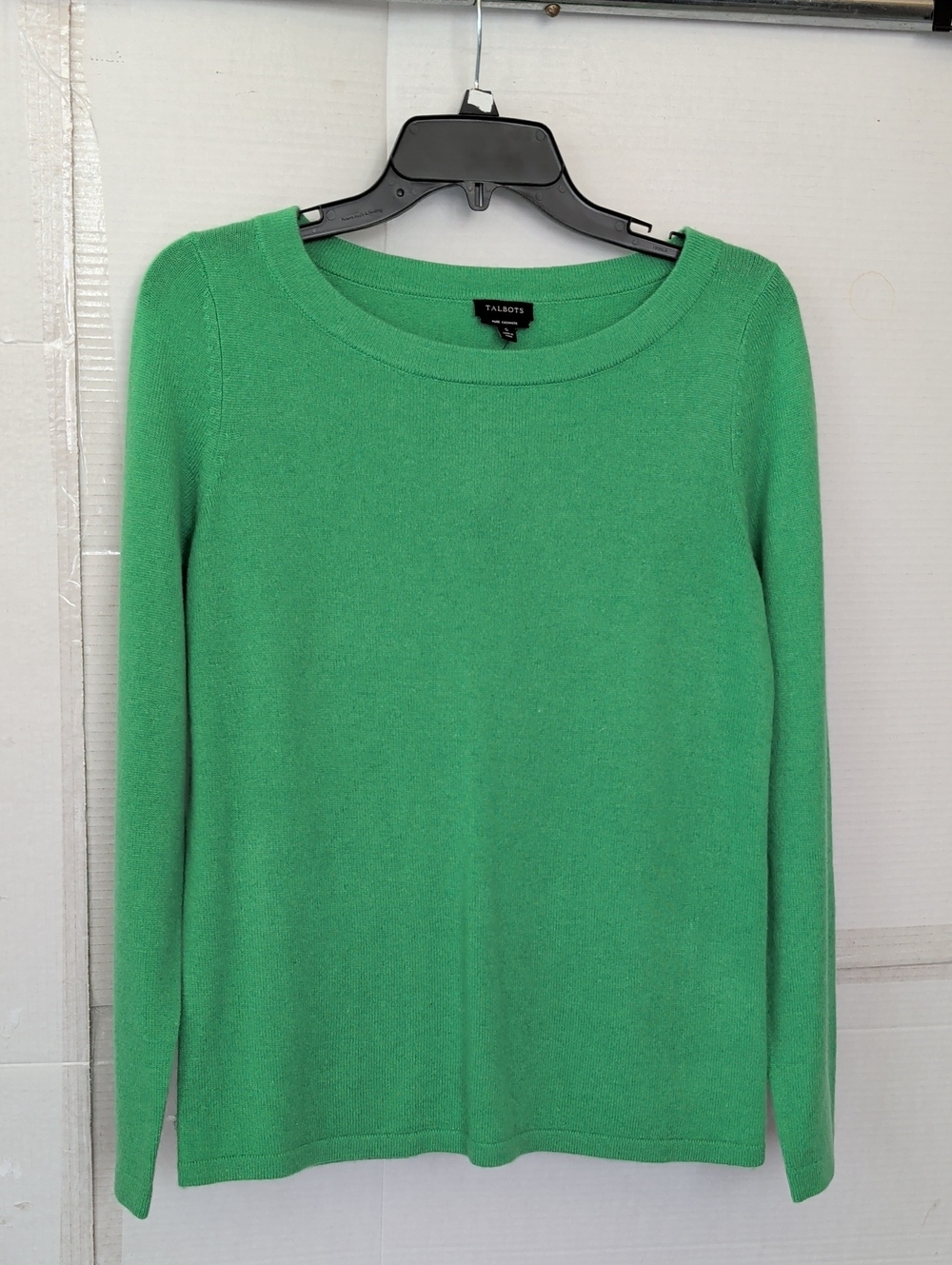 Talbots Bright Green Crewneck Sweater SZ Small Pure Cashmere Chic Comfy Cozy